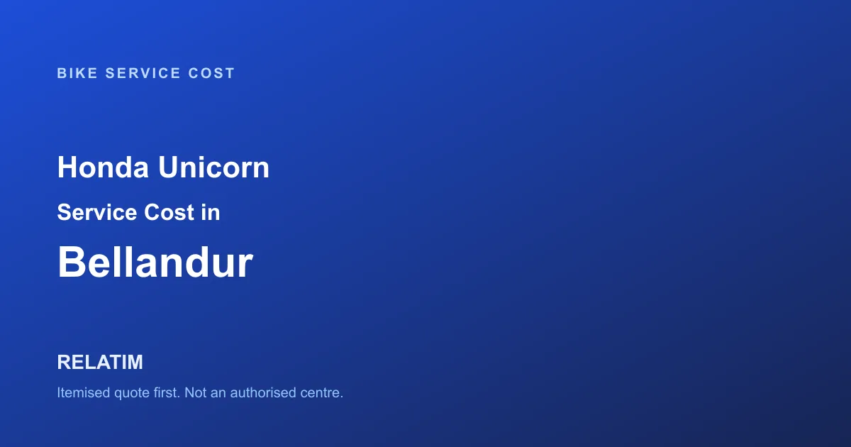 Honda Unicorn Service Cost in Bellandur, Bangalore